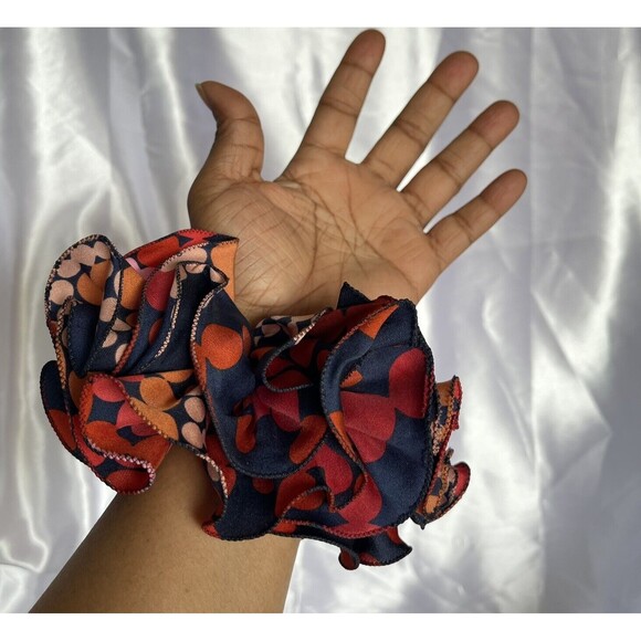 New Women Red Scrunchie Ruffled design Multicolor Polkadots - Picture 11 of 14